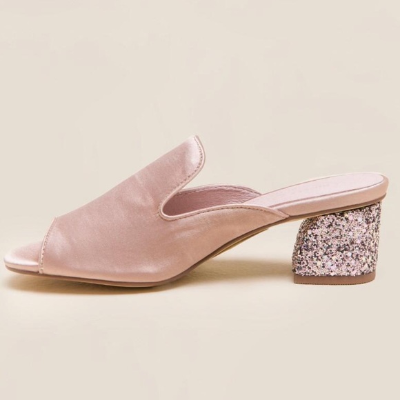 Blush Satin Kitten Glitter Heel Mule - Picture 6 of 6